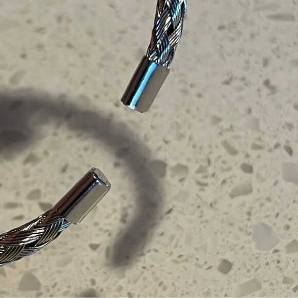 Stainless Steel Braided Design Cuff Bangle - Picture 4 of 9